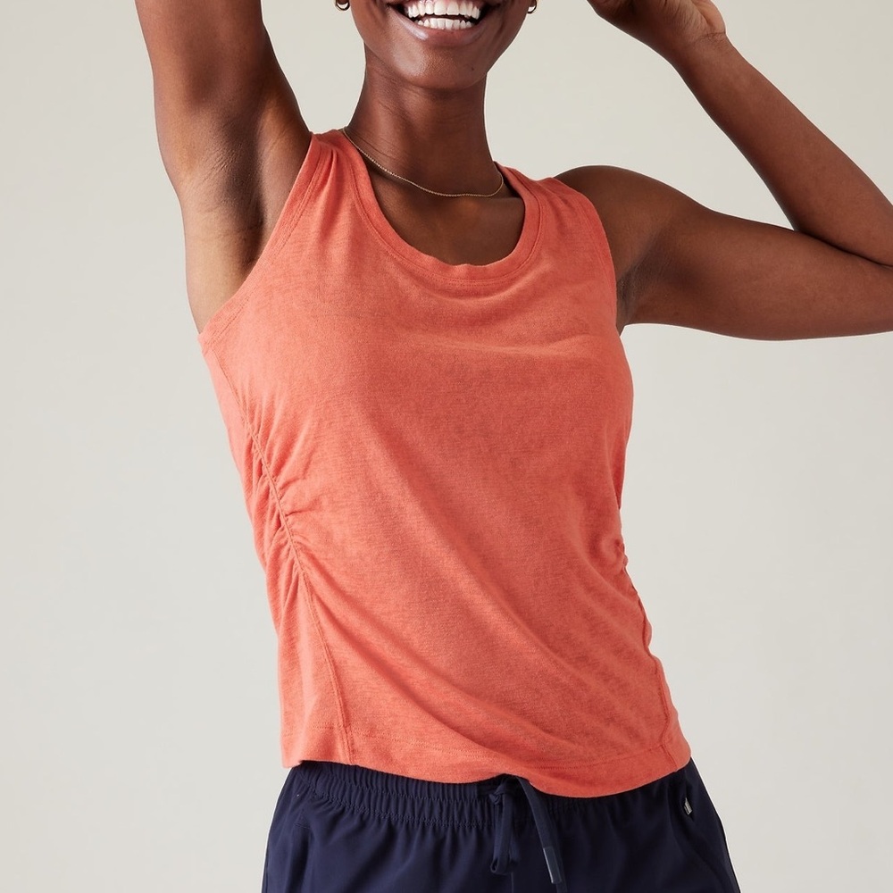 Athleta Breezy Ruched Tank in Soft Persimmon